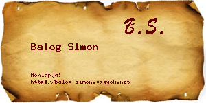 Balog Simon névjegykártya